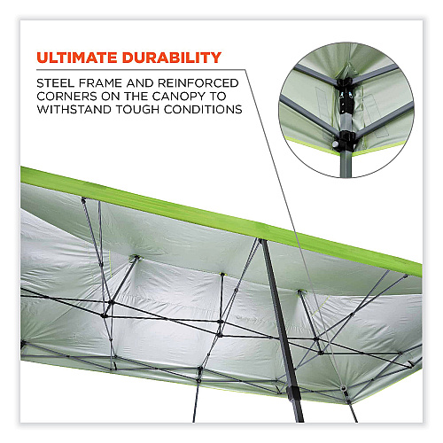 ergodyne Shax 6015 Heavy-Duty Pop-Up Tent, Single Skin, 10 ft x 20 ft, Polyester/Steel, Lime (12915)
