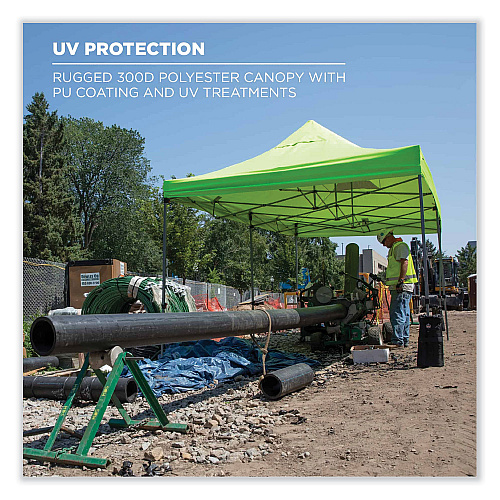 ergodyne Shax 6015 Heavy-Duty Pop-Up Tent, Single Skin, 10 ft x 20 ft, Polyester/Steel, Lime (12915)
