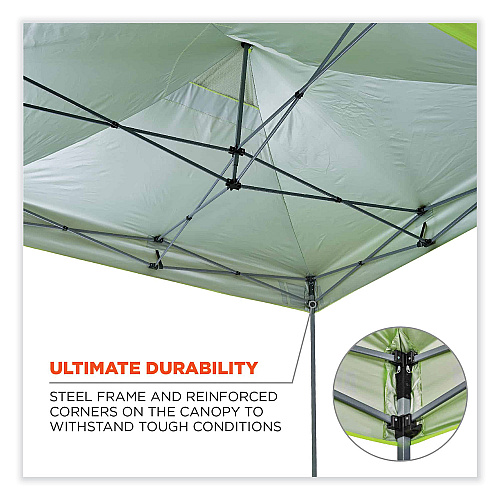 ergodyne Shax 6051 Heavy-Duty Pop-Up Tent Kit, Single Skin, 10 ft x 10 ft, Polyester/Steel, Lime (12951)