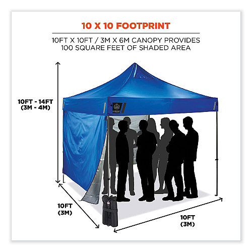 ergodyne Shax 6051 Heavy-Duty Pop-Up Tent Kit, Single Skin, 10 ft x 10 ft, Polyester/Steel, Blue (12952)