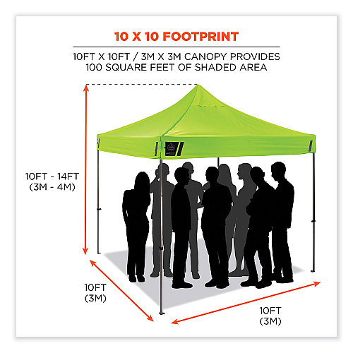 ergodyne Shax 6053 Enclosed Pop-Up Tent Kit, Single Skin, 10 ft x 10 ft, Polyester/Steel, Lime (12976)