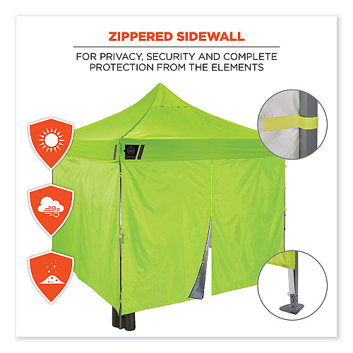ergodyne Shax 6053 Enclosed Pop-Up Tent Kit, Single Skin, 10 ft x 10 ft, Polyester/Steel, Lime (12976)