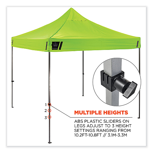 ergodyne Shax 6053 Enclosed Pop-Up Tent Kit, Single Skin, 10 ft x 10 ft, Polyester/Steel, Lime (12976)
