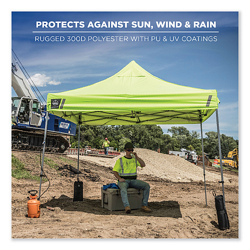 ergodyne Shax 6053 Enclosed Pop-Up Tent Kit, Single Skin, 10 ft x 10 ft, Polyester/Steel, Lime (12976)