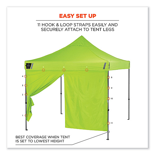 ergodyne Shax 6096 Pop-Up Tent Sidewall with Zipper, Single Skin, 10 ft x 10 ft, Polyester, Lime (12978)
