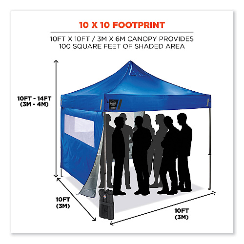 ergodyne Shax 6052 Heavy-Duty Tent Kit + Mesh Windows, Single Skin, 10 ft x 10 ft, Polyester/Steel, Blue (12982)