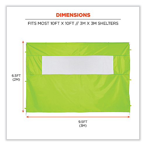 ergodyne Shax 6092 Pop-Up Tent Sidewall with Mesh Window, Single Skin, 10 ft x 10 ft, Polyester, Lime (12989)