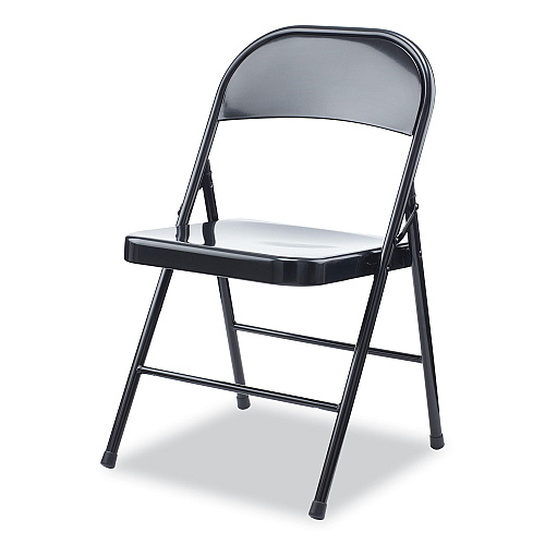 Alera Armless Steel Folding Chair, Supports Up to 275 lb, Black Seat, Black Back, Black Base, 4/Carton (ALECA941)