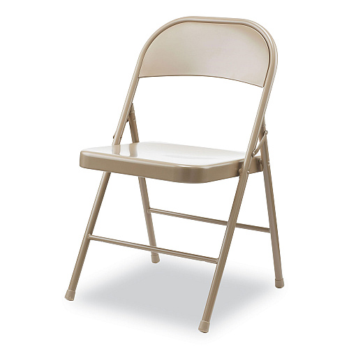 Alera Armless Steel Folding Chair, Supports Up to 275 lb, Tan Seat, Tan Back, Tan Base, 4/Carton (ALECA945)
