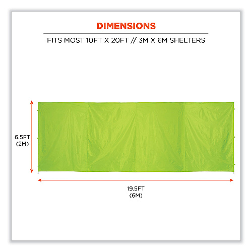 ergodyne Shax 6097 Pop-Up Tent Sidewall, Single Skin, 10 ft x 10 ft, Polyester, Lime (12995)