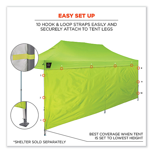 ergodyne Shax 6097 Pop-Up Tent Sidewall, Single Skin, 10 ft x 10 ft, Polyester, Lime (12995)