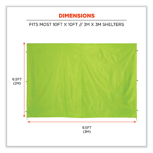 ergodyne Shax 6098 Pop-Up Tent Sidewall, Single Skin, 10 ft x 10 ft, Polyester, Lime (12998)
