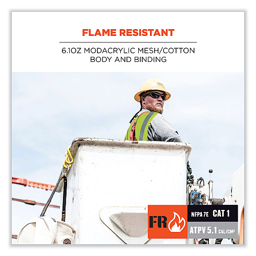 ergodyne GloWear 8263FRHL Class 2 FR Safety Economy Hook and Loop Vest, Modacrylic Mesh/Cotton, 2X-Large/3X-Large, Lime (21867)