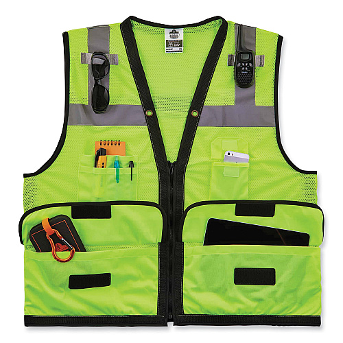 ergodyne GloWear 8253HDZ Class 2 Heavy-Duty Mesh Surveyors Vest, Polyester, Small/Medium, Lime (23323)