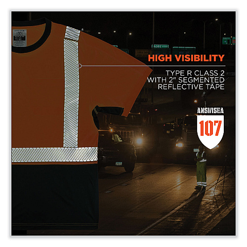 ergodyne GloWear 8283BK Class 2 Lightweight Performance Hi-Vis T-Shirt, Polyester, Small, Orange (23512)