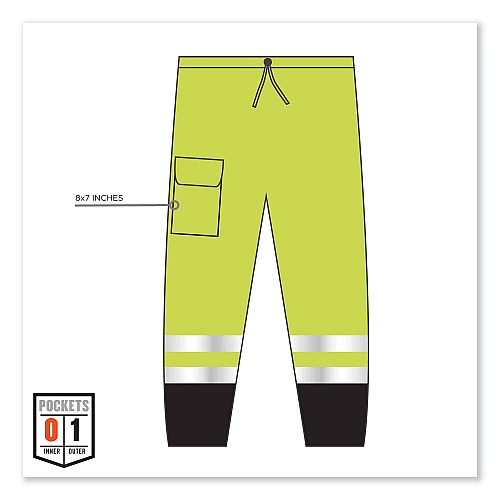ergodyne GloWear 8910BK Class E Hi-Vis Pants with Black Bottom, Polyester, Large/X-Large, Lime (23955)