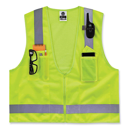 ergodyne GloWear 8249Z Class 2 Economy Surveyors Zipper Vest, Polyester, Large/X-Large, Lime (24025)