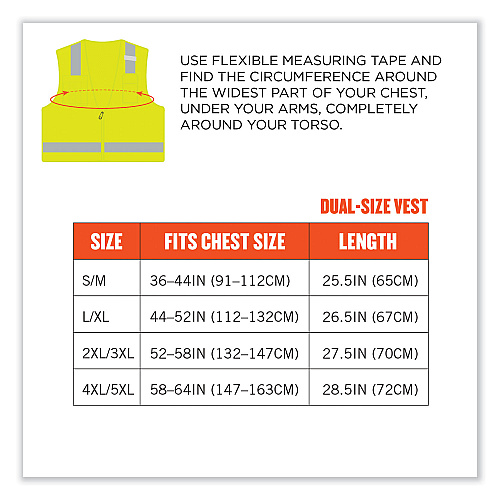 ergodyne GloWear 8249Z Class 2 Economy Surveyors Zipper Vest, Polyester, 4X-Large/5X-Large, Lime (24029)