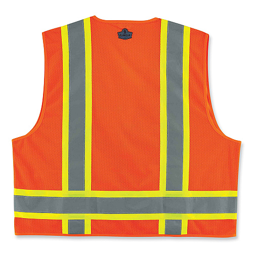 ergodyne GloWear 8248Z Class 2 Two-Tone Surveyors Zipper Vest, Polyester, 4X-Large/5X-Large, Orange (24069)