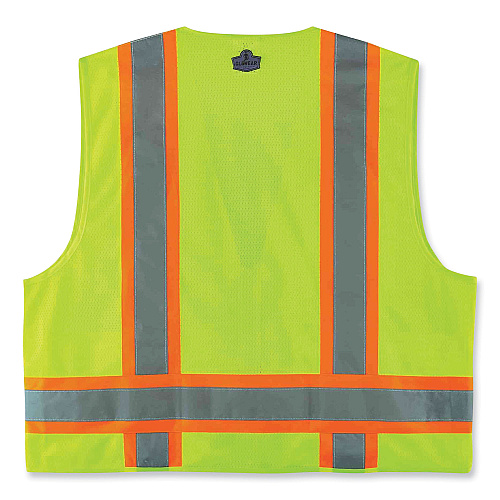 ergodyne GloWear 8248Z Class 2 Two-Tone Surveyors Zipper Vest, Polyester, Large/X-Large, Lime (24075)