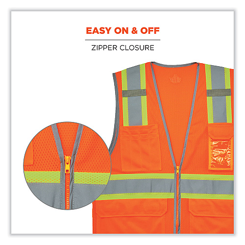 ergodyne GloWear 8246Z Class 2 Two-Tone Mesh Reflective Binding Zipper Vest, Polyester, 2X-Large/3X-Large, Orange (24137)