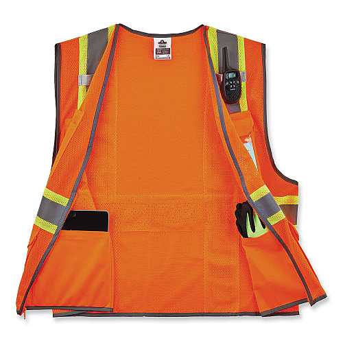 ergodyne GloWear 8246Z Class 2 Two-Tone Mesh Reflective Binding Zipper Vest, Polyester, 4X-Large/5X-Large, Orange (24139)