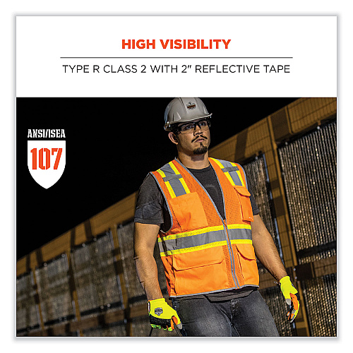 ergodyne GloWear 8246Z Class 2 Two-Tone Mesh Reflective Binding Zipper Vest, Polyester, 4X-Large/5X-Large, Orange (24139)
