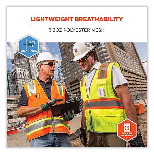 ergodyne GloWear 8246Z Class 2 Two-Tone Mesh Reflective Binding Zipper Vest, Polyester, 4X-Large/5X-Large, Orange (24139)