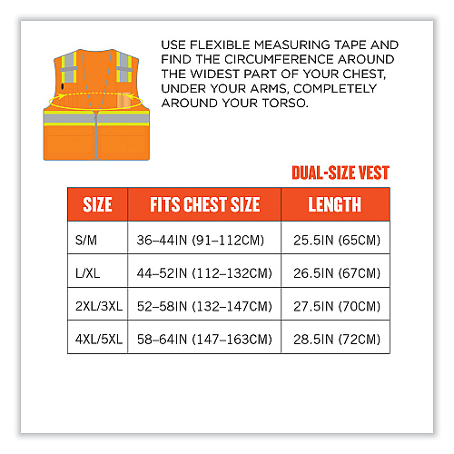 ergodyne GloWear 8246Z Class 2 Two-Tone Mesh Reflective Binding Zipper Vest, Polyester, 4X-Large/5X-Large, Orange (24139)