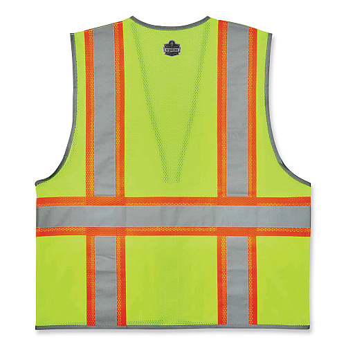 ergodyne GloWear 8246Z Class 2 Two-Tone Mesh Reflective Binding Zipper Vest, Polyester, Small/Medium, Lime (24143)