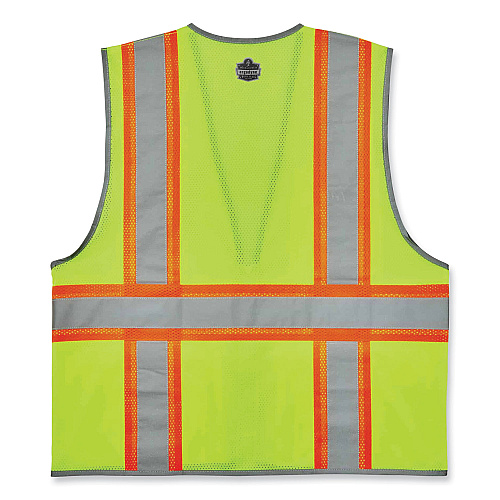 ergodyne GloWear 8246Z Class 2 Two-Tone Mesh Reflective Binding Zipper Vest, Polyester, Large/X-Large, Lime (24145)