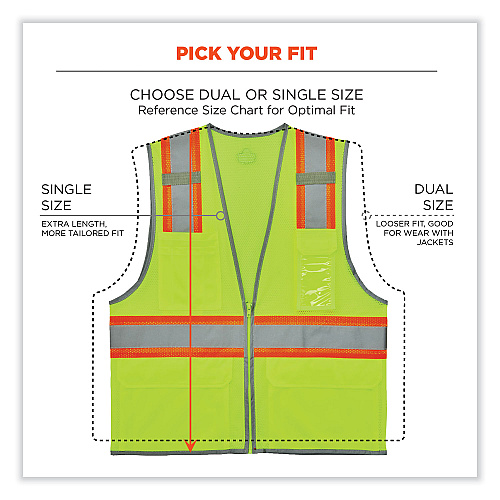 ergodyne GloWear 8246Z Class 2 Two-Tone Mesh Reflective Binding Zipper Vest, Polyester, 2X-Large/3X-Large, Lime (24147)