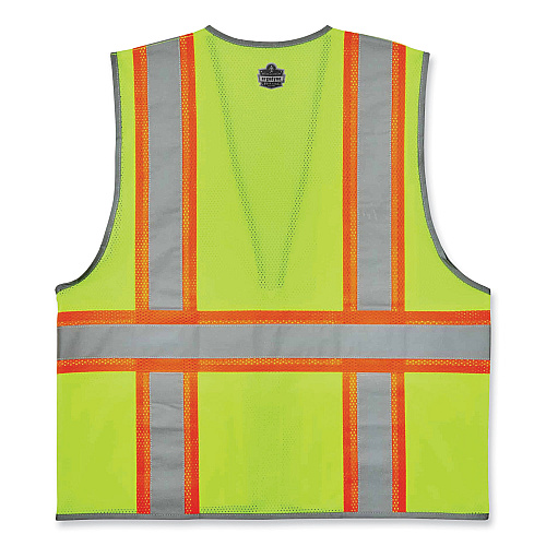 ergodyne GloWear 8246Z Class 2 Two-Tone Mesh Reflective Binding Zipper Vest, Polyester, 4X-Large/5X-Large, Lime (24149)