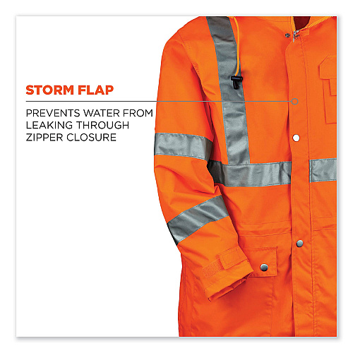 ergodyne GloWear 8365 Class 3 Hi-Vis Rain Jacket, Polyester, Large, Orange (24314)