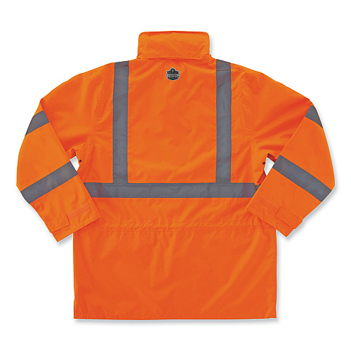 ergodyne GloWear 8365 Class 3 Hi-Vis Rain Jacket, Polyester, 2X-Large, Orange (24316)