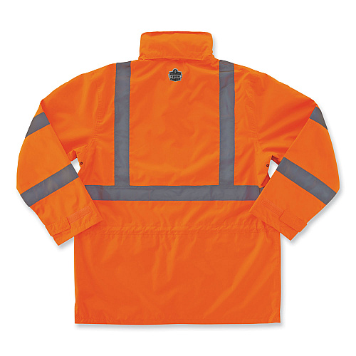 ergodyne GloWear 8365 Class 3 Hi-Vis Rain Jacket, Polyester, 5X-Large, Orange (24319)