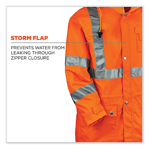 ergodyne GloWear 8365 Class 3 Hi-Vis Rain Jacket, Polyester, 5X-Large, Orange (24319)