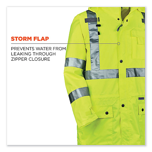 ergodyne GloWear 8365 Class 3 Hi-Vis Rain Jacket, Polyester, 5X-Large, Lime (24329)
