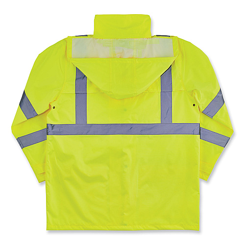 ergodyne GloWear 8366 Class 3 Lightweight Hi-Vis Rain Jacket, Polyester, Large, Lime (24334)