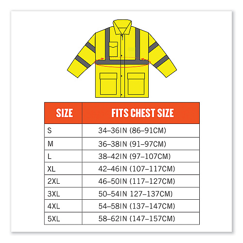 ergodyne GloWear 8366 Class 3 Lightweight Hi-Vis Rain Jacket, Polyester, 5X-Large, Lime (24339)