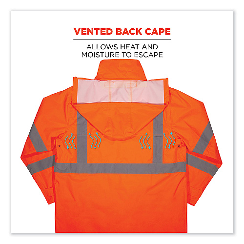 ergodyne GloWear 8366 Class 3 Lightweight Hi-Vis Rain Jacket, Polyester, X-Large, Orange (24365)
