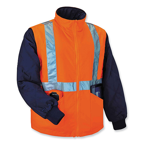 ergodyne GloWear 8385 Class 3 Hi-Vis 4-in-1 Jacket, 3X-Large, Orange (24377)
