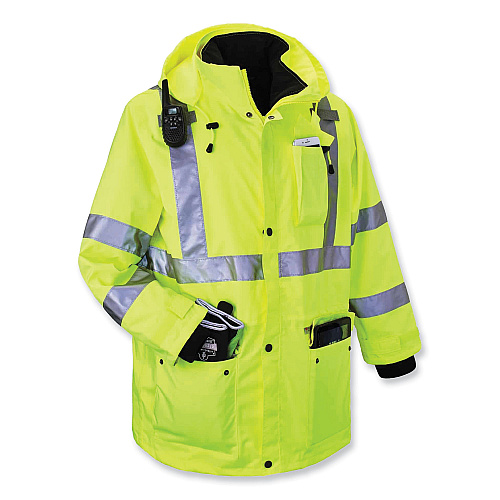 ergodyne GloWear 8385 Class 3 Hi-Vis 4-in-1 Jacket, Small, Lime (24382)