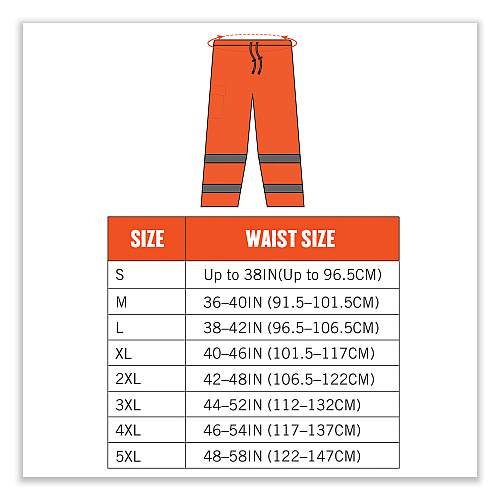 ergodyne GloWear 8915 Class E Hi-Vis Rain Pants, Small, Orange (24412)