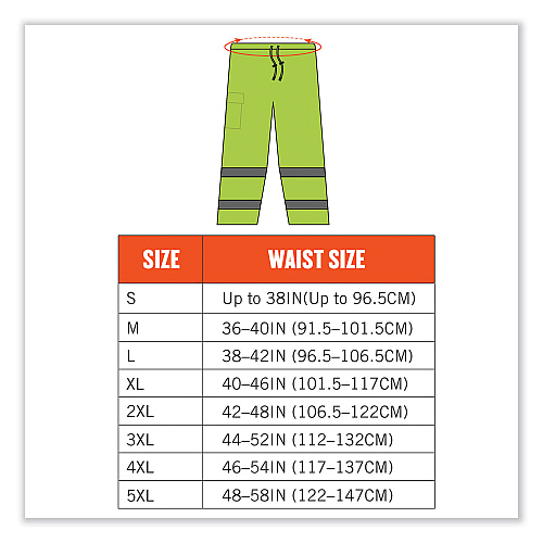 ergodyne GloWear 8915 Class E Hi-Vis Rain Pants, Medium, Lime (24423)