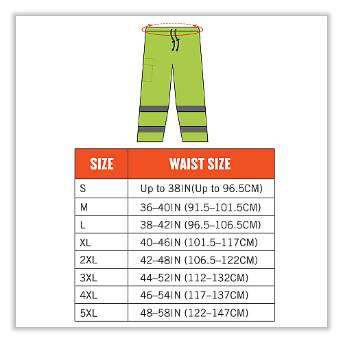 ergodyne GloWear 8915 Class E Hi-Vis Rain Pants, 2X-Large, Lime (24426)