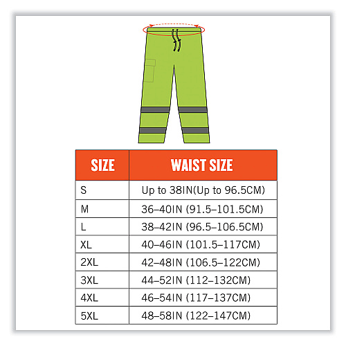 ergodyne GloWear 8915 Class E Hi-Vis Rain Pants, 4X-Large, Lime (24428)