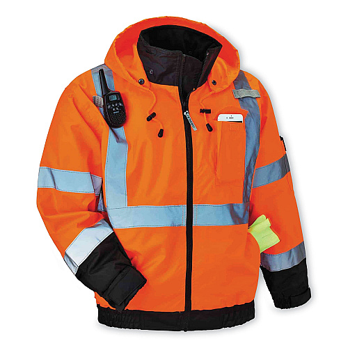 ergodyne GloWear 8379 Class 3 Hi-Vis Fleece Lined Bomber Jacket, Orange, 2X-Large (24466)