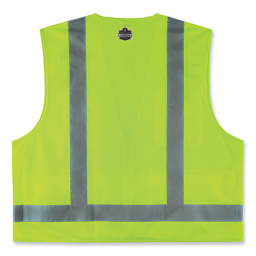ergodyne GloWear 8249Z-S Single Size Class 2 Economy Surveyors Zipper Vest, Polyester, X-Large, Lime (24505)