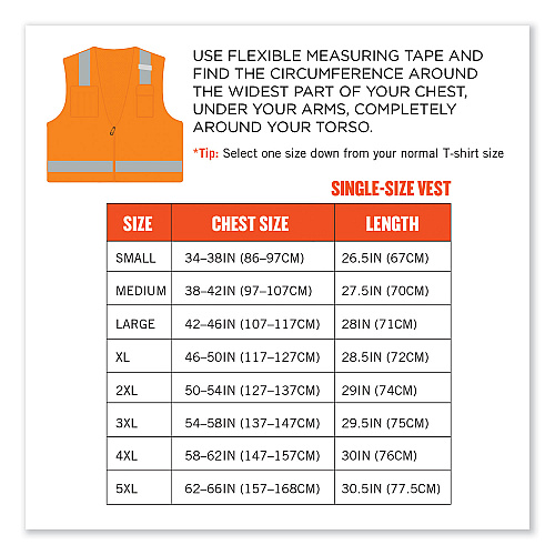 ergodyne GloWear 8249Z-S Single Size Class 2 Economy Surveyors Zipper Vest, Polyester, X-Small, Orange (24511)